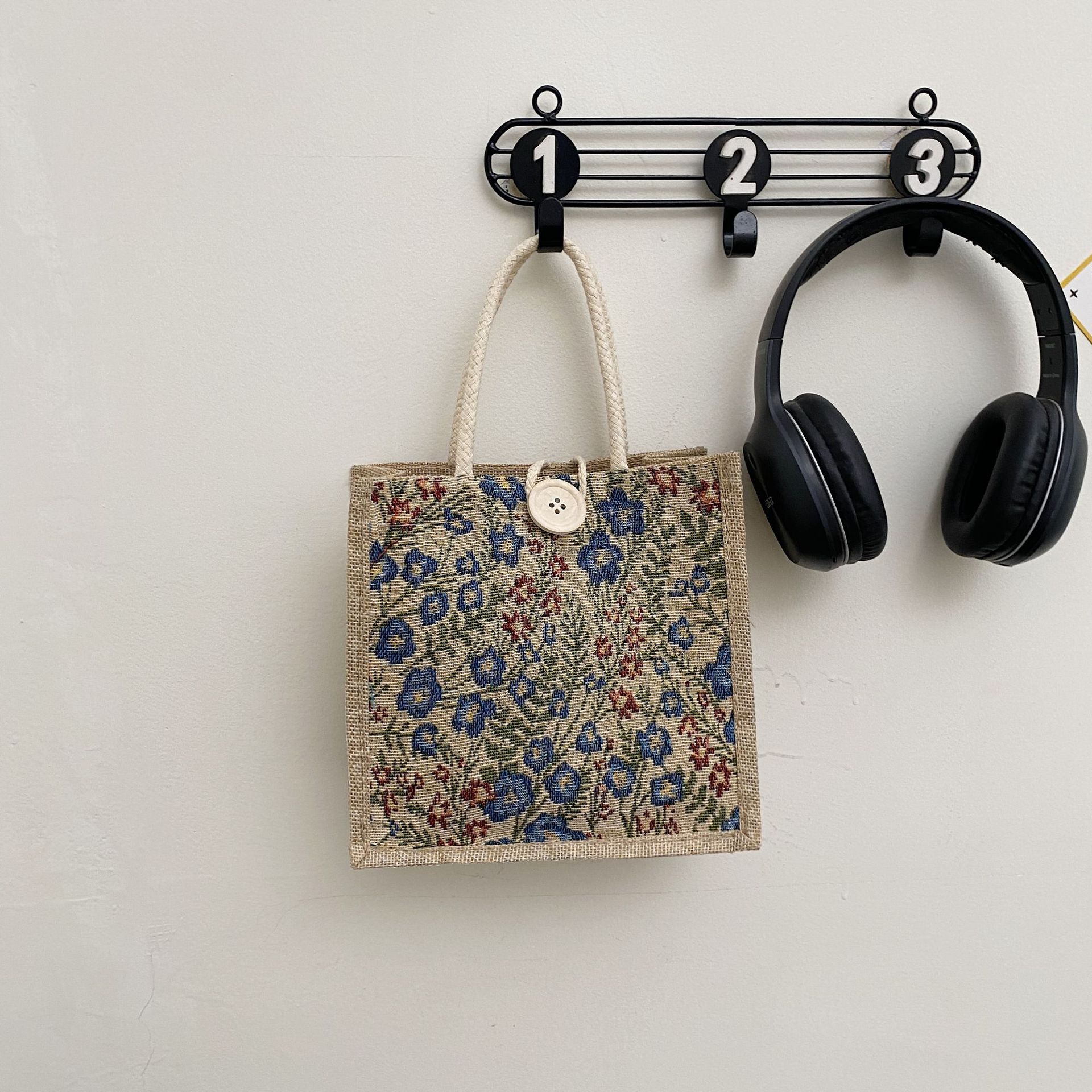 Nuevo bolso de tela de lino para mujer, nueva moda de verano, lonchera de lino portátil, bolso bento, bolso de mamá