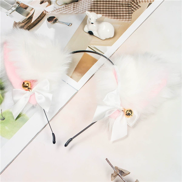 White hairgrip with bow, headband