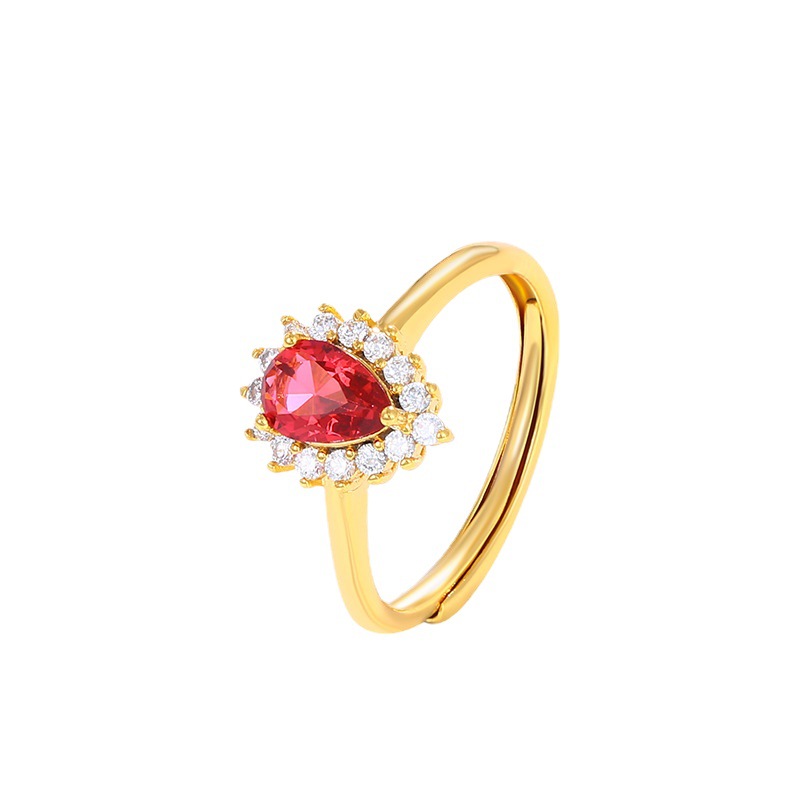 Xuping joyería Amazon suministro transfronterizo ligero de lujo gota de agua artificial color treo de mano estilo francés elegante anillo retro