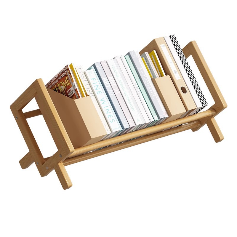 Estante de escritorio pequeño estante de almacenamiento de libros de madera sólida estante de almacenamiento de libros de escritorio de cama de estudiantes simple estante de libro