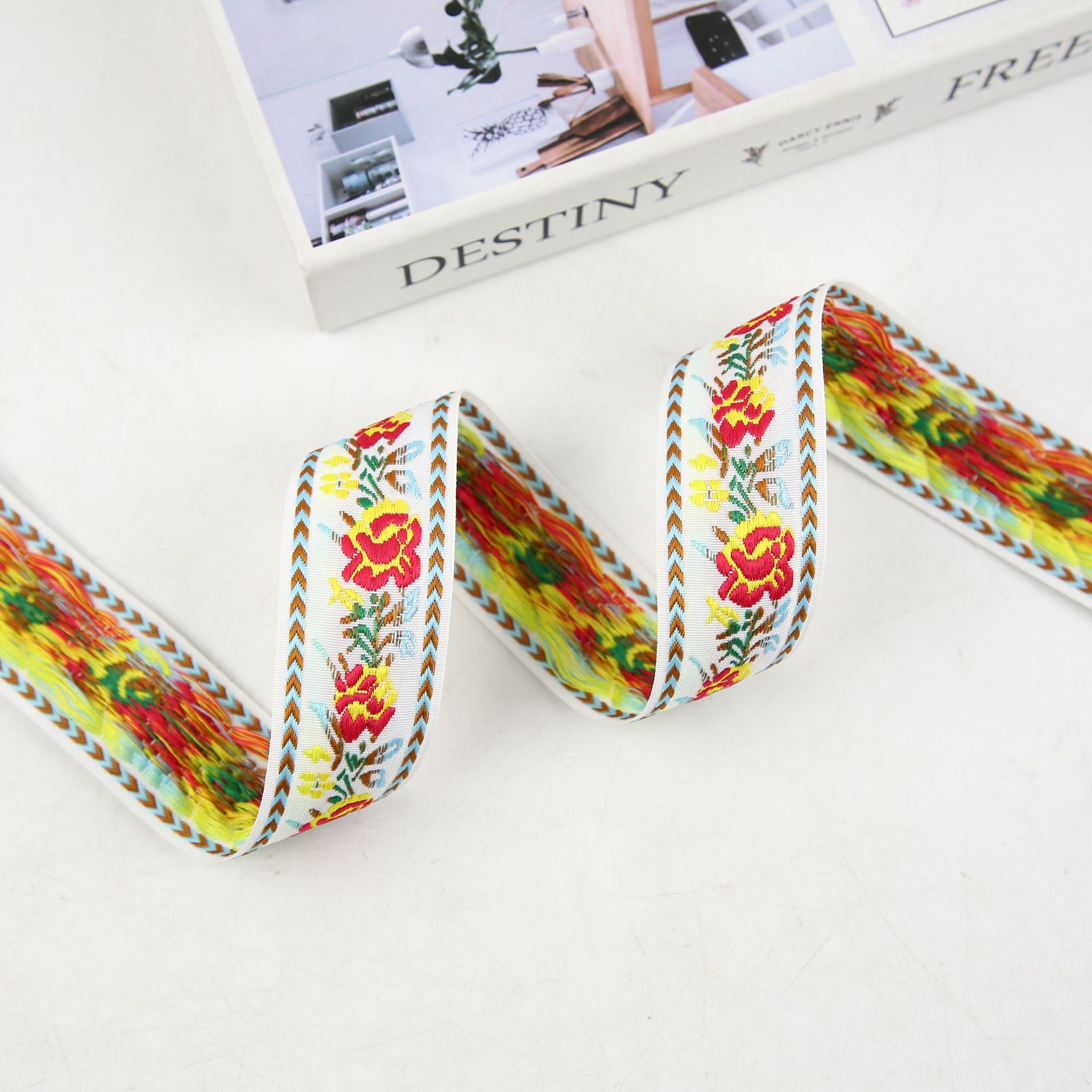 3cm Hanfu accessories Tang suit retro classic ethnic style jacquard webbing bow webbing