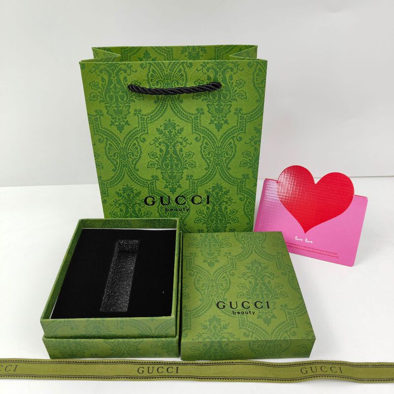 Original Gujia Lipstick Box Gift Packaging Box Gucci Green Perfume Flip Empty Box Tote Bag Packaging Bag