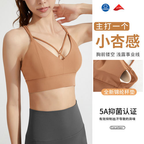  Summer New Antimicrobial Athletic Underwear for Women, Sensual Push-Up Bra, Shock-Absorbing High-Intensity Running and Fitness Backless Top