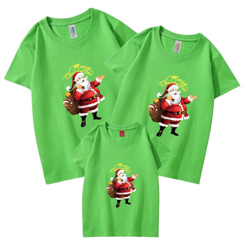 Nuevo año Navidad rojo padre-hijo ropa 2024 nueva familia de dibujos animados gordo anciano tres o cuatro Camiseta de manga corta Madre y Niña