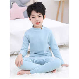 跨境儿童德绒保暖领内衣套装男女童中大童加厚秋衣加厚保暖睡衣裤