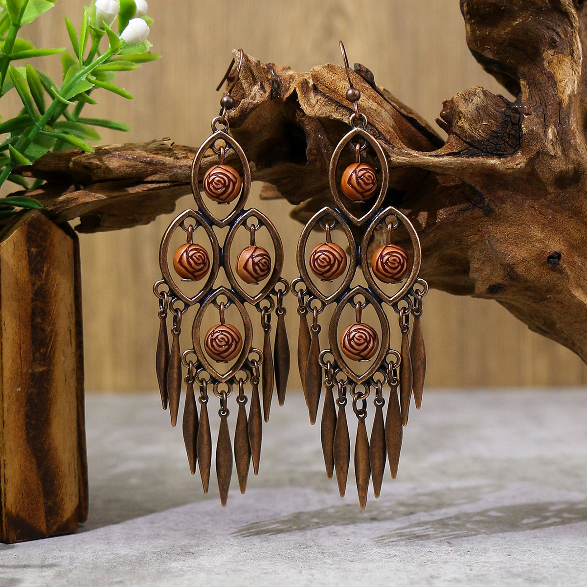 Geometric Pattern 1 Pair Ethnic Style Geometric Tassel Zinc Alloy Drop Earrings
