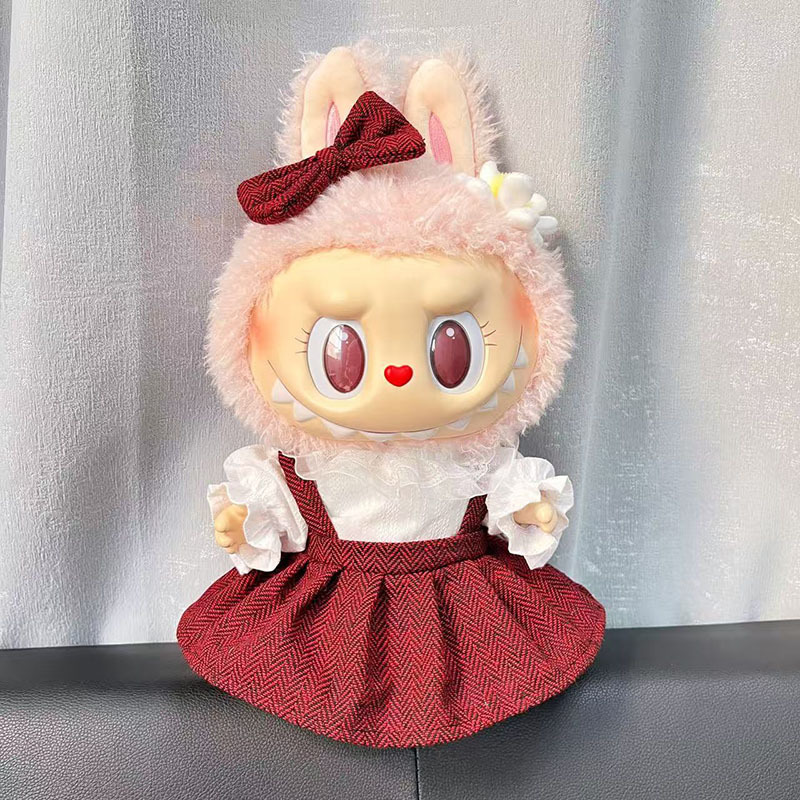 Ropa de muñeca de peluche de vinilo Labubu de 38cm para ropa de muñeca La Bu Time to Chill
