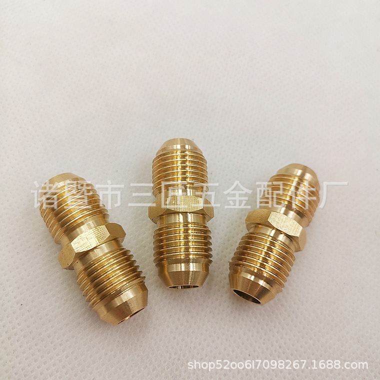 JIC37°锥面扩口铜接头 美制JIC螺纹74°锥面油管喇叭口过渡接头