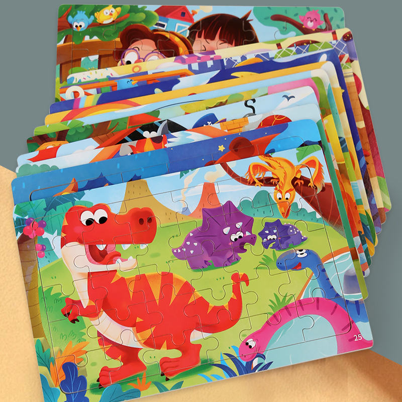 30 piezas de puzzle de madera para niños Educación temprana Tráfico de animales Dinosaurios Cognitivo Panel Desarrollo de Inteligencia CE CPC