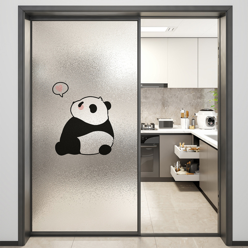 パンダガラスステッカー半透明不透明キッチン窓フィルム浴室トイレプライバシーフィルムドアと窓静電ステッカー|undefined