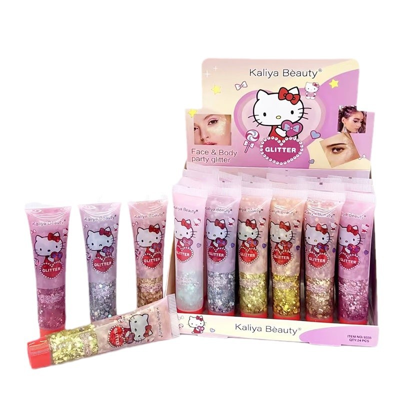 Nueva Sombra de Ojos Líquida Brillante de 6 Colores Ultra Brillantes para Cuerpo y Rostro, Gel Brillante de la Serie Sanrio