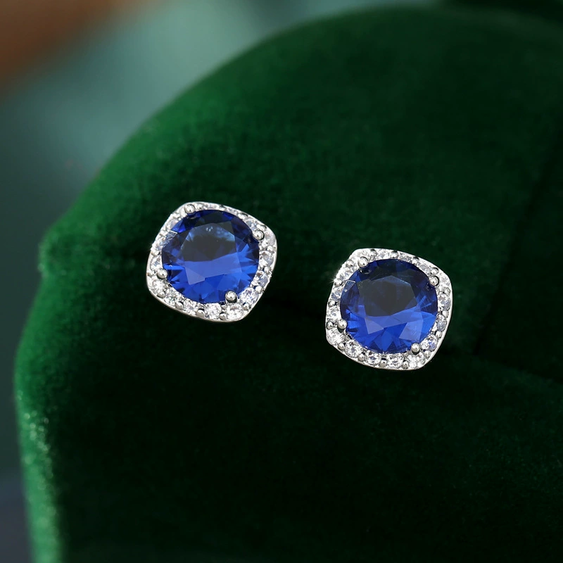Квадратные серьги, цирконий, серебряная игла, аксессуар, яркий запоминающийся стиль, стиль высшего качества, образец серебра 925, простой и элегантный дизайн