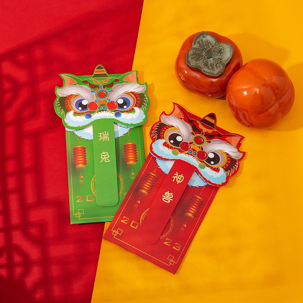 2023 nuevo año nuevo sobre rojo conejo año moda nacional festival de primavera regalo creativo sello año nuevo personalizado cabeza de león año nuevo bolsa