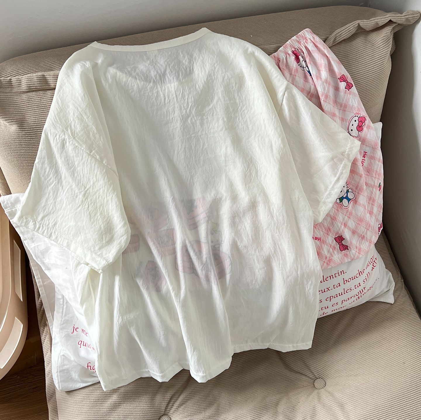 Venta al por mayor transfronteriza de pijamas con almohadillas para el pecho para mujeres pantalones cortos de manga corta de verano, lindo traje de servicio a domicilio coreano, nube de algodón
