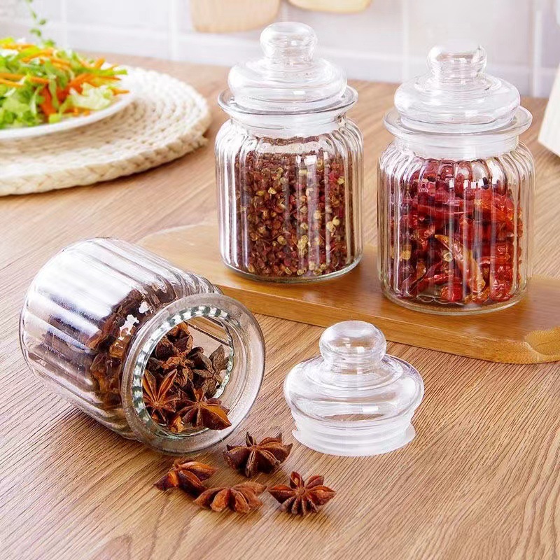 Glass tea can sealed jar transparent small bottle large storage jar grain storage jar glass jar