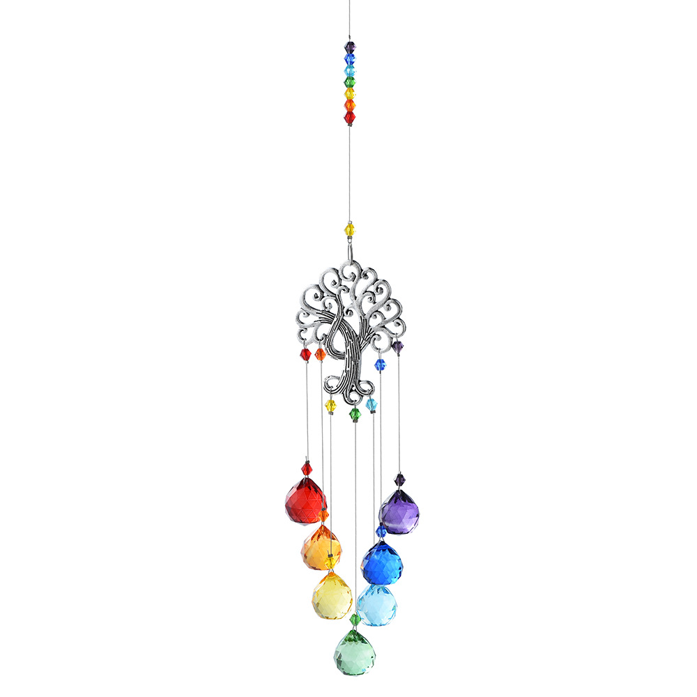 Suministro directo de fábrica suministro transfronterizo Arco Iris jardín decoración Ojo del Diablo Árbol de la vida Crystal Sun Catcher colgante