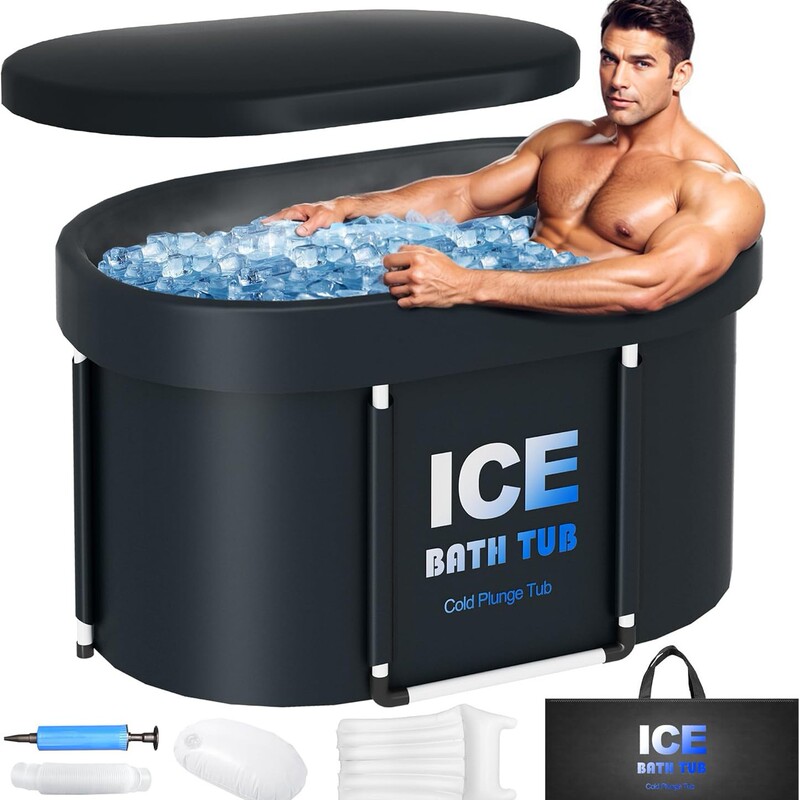 Ice Bath Tub for Athletes with Lid, 130 Gallon (Approx. 130 Gallon) Capacity Portable Hot and Cold