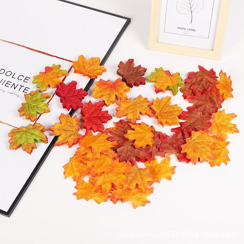 Halloween Artificial Maple Leaves, Red Leaves for Autumn Home Decor, Photo Props, Amazon Bestseller Single Maple Leaf