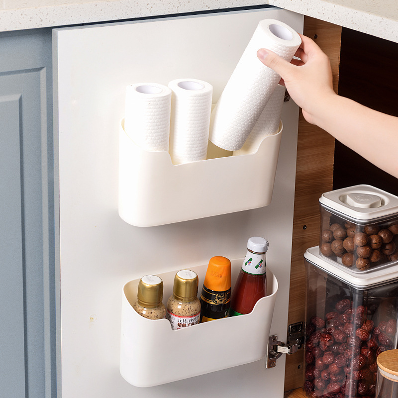 Kitchen Wall Mounted Storage Box Cabinet Door Bathroom Wall Bathroom Shelf Refrigerator Food Wrap Storage Tool 