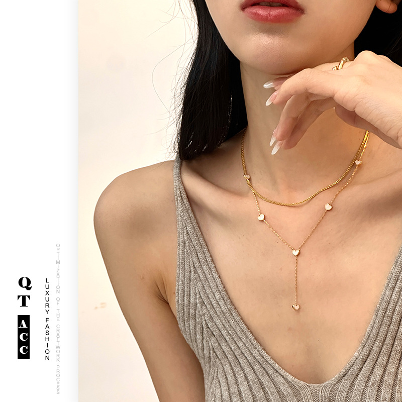 Japanese fresh cute brass necklace