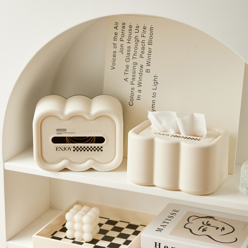Cream style wall-mounted tissue box art high-looking ins tissue box living room bathroom French cloud storage box