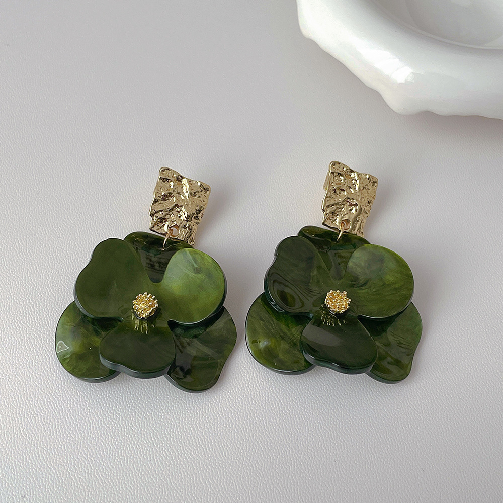 1 Pair Basic Modern Style Classic Style Flower Stoving Varnish Arylic Copper Drop Earrings display picture 6