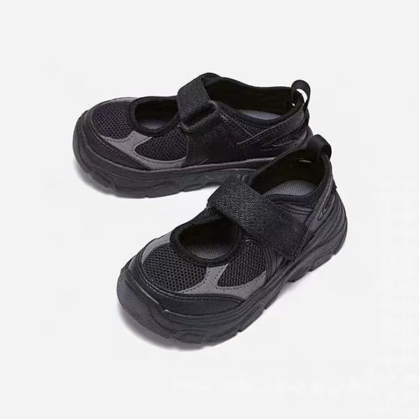 Putian N-Shaped Mary Jane Closed-Toe Children's Sandals for Girls with Velcro Breathable Mesh Sports Outdoor Beach Sandals
