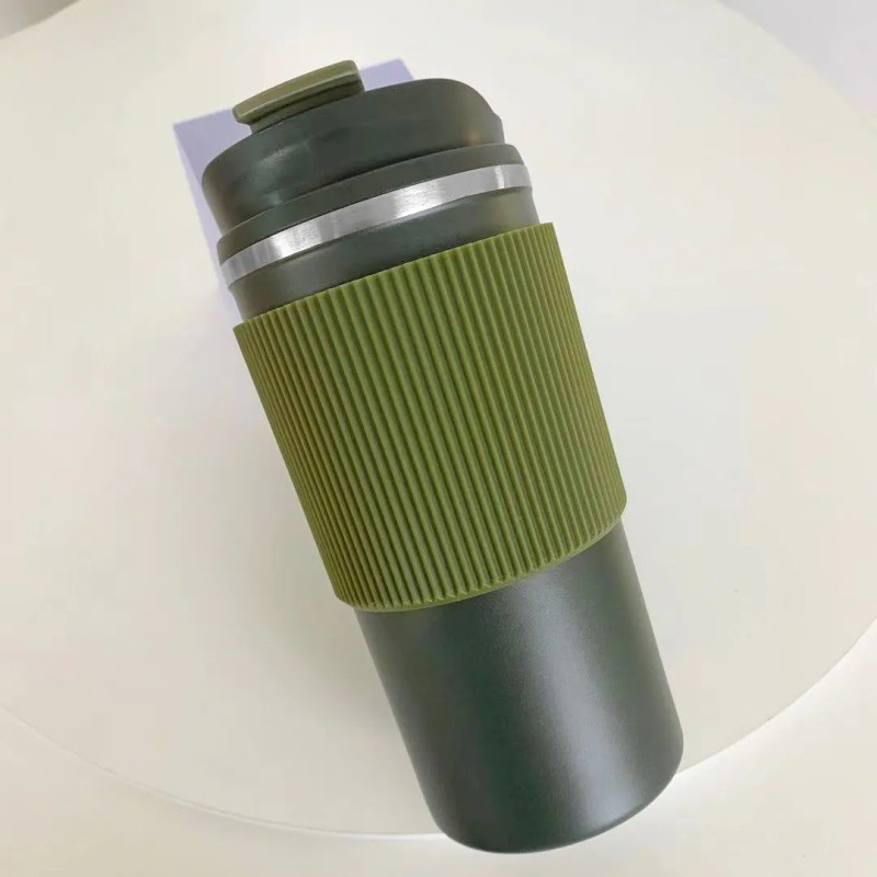 新しい 304 ステンレス鋼シリコンカバーコーヒーカップ東南アジア貿易ファッションレジャーカーアウトドアウォーターカップ在庫あり|undefined