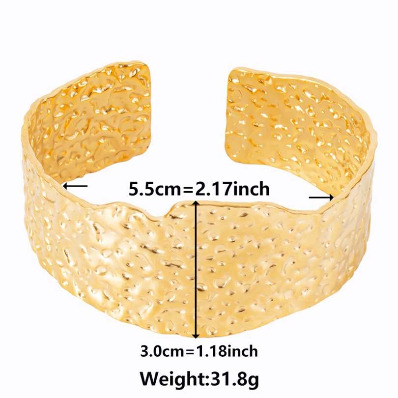 Bangle Classification PVD Coated Real Gold Plated 18K Gold Irregular Solid Color 304 Stainless Steel Simple Style Waterproof Non Tarnish 304 Stainless Steel Bangle