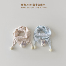 秋南 韩国宝宝围巾秋冬新款可爱兔子三角巾保暖防风儿童围脖批发
