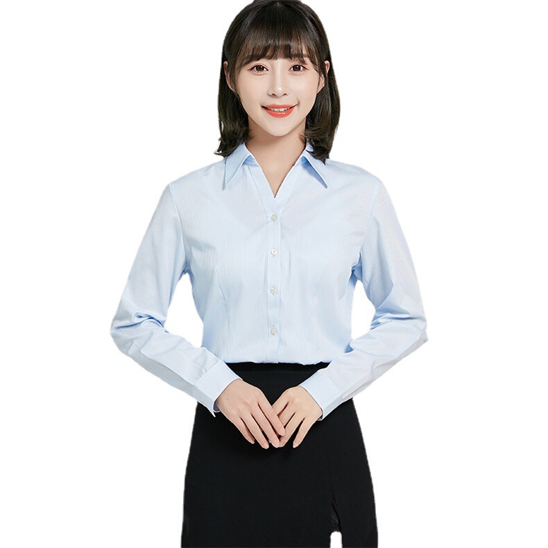 Tall Shirt Women's Long Sleeve Dark Placket Princess Stitched Commuter Women's Shirt Knife Back Stitched V-neck Women's Shirt Easy-care Women's Clothing