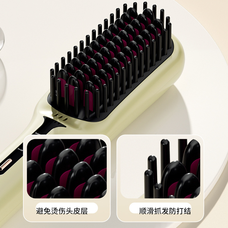 Chigo ストレートヘアコーム、ふわふわ、ハイスカル、マイナスイオン、髪を傷めない、スタイリング長持ち、カーリングとストレート両用ポータブルヘアアイロン|undefined