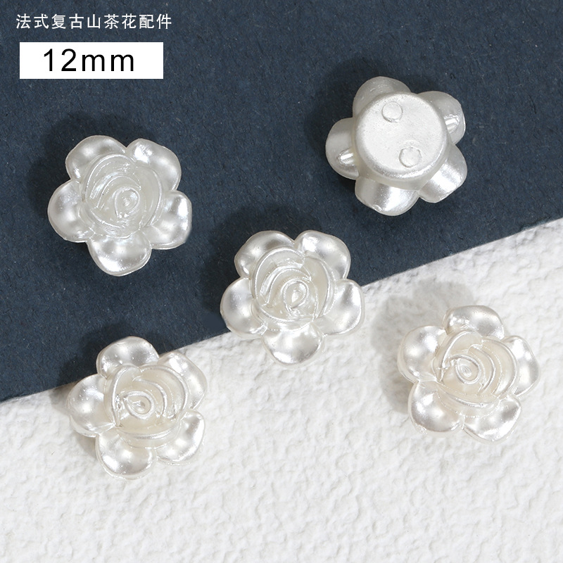 Resalte ABS perla de imitación con agujero beige camelia horquilla joyería accesorios para el cabello perlas de bricolaje al por mayor accesorios Yake