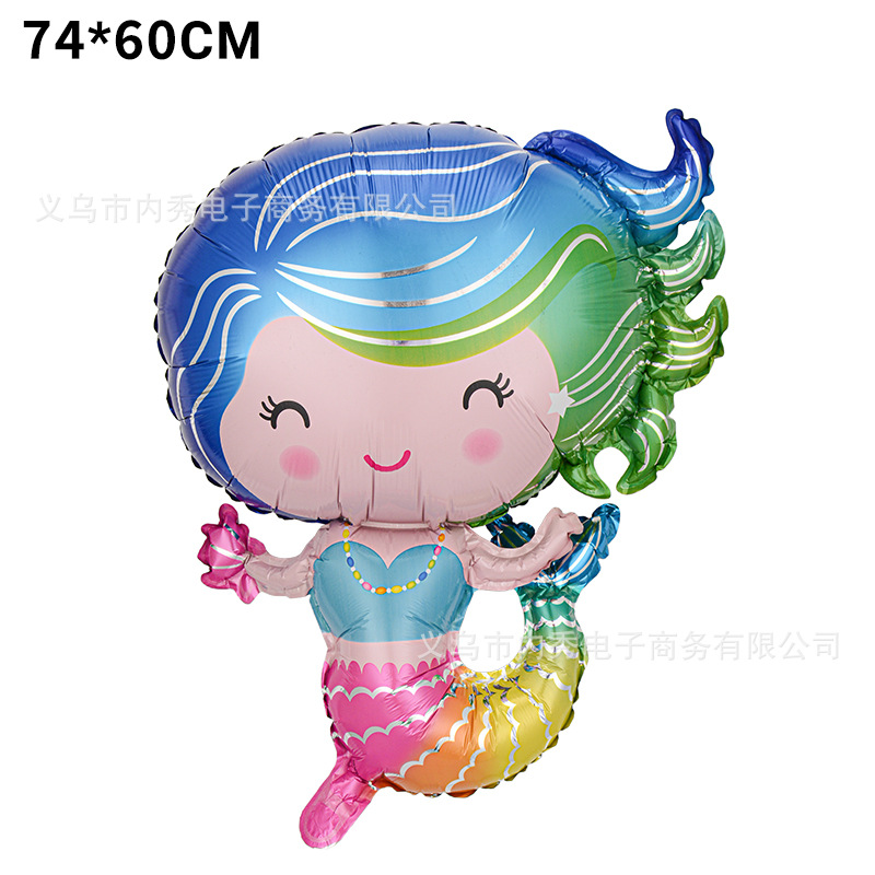 En forma de sirena globo fiesta de cumpleaños decoración de dibujos animados globo cola de pescado forma de concha película de aluminio cuento de hadas marino