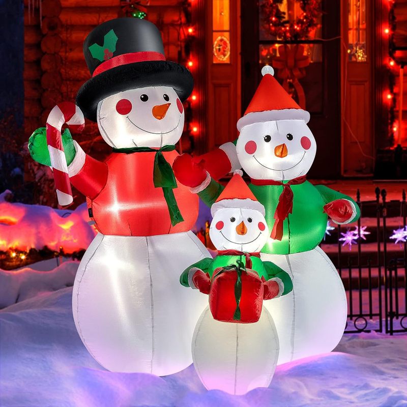 クロスボーダークリスマスパーティー装飾新しい大型クリエイティブかわいい漫画発光インフレータブル雪だるま人形装飾品|undefined