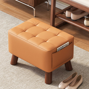 Small Stool for Home Use, Low Stool for Living Room, Light Luxury Sofa Stool, Coffee Table Low Stool, Creative Leather Square Stool, Small Bench, Shoe Changing Stool