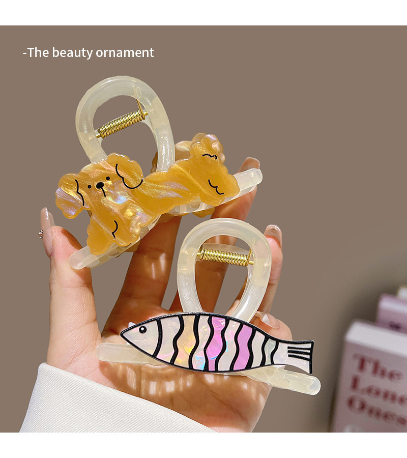 Forcina per capelli a forma di cucciolo di gatto con cartone animato, per bambini, con disco per capelli da donna, media e piccola, a forma di squalo_voghion.com