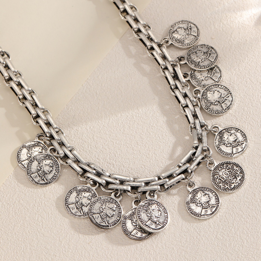 Europa y América estilo metal bronce de lujo atmósfera collar cadena marca de persona única fábrica retro collar transfronterizo