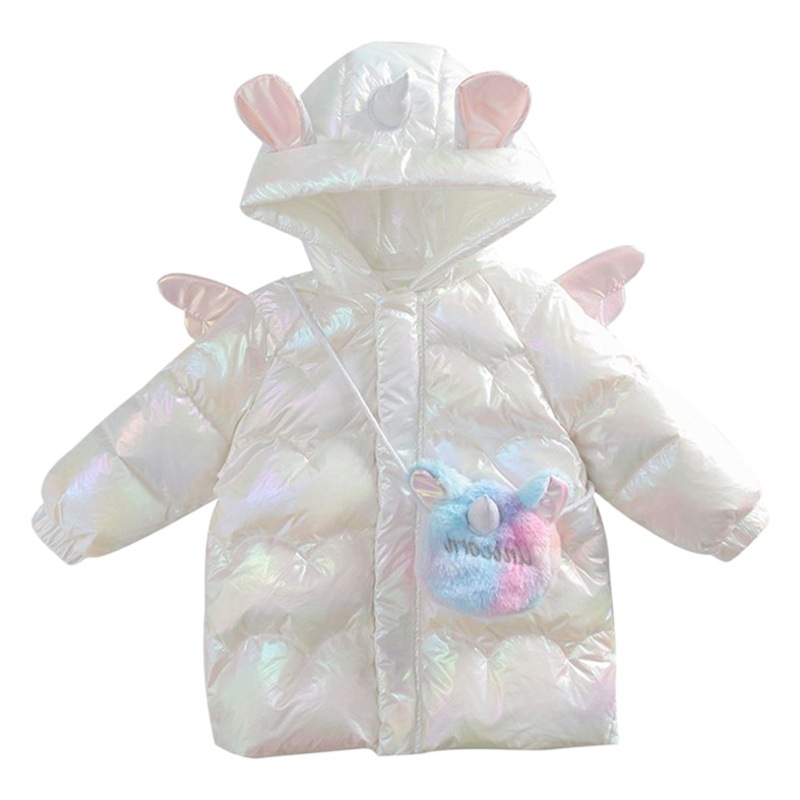 Abrigo de algodón acolchado de invierno para niñas bebé estilo occidental personalidad infantil marca de moda estilo coreano alas gruesas con capucha abrigo acolchado de algodón forrado de lana
