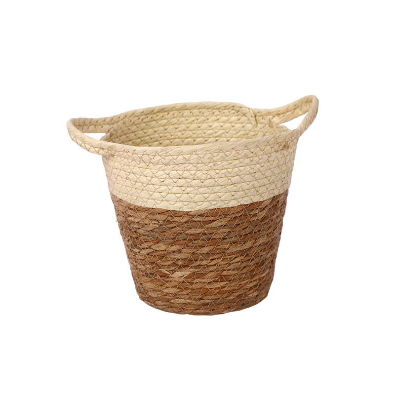 Cesta Tejida de Algas Marinas Bicolor y Hecha a Mano para Interior image 6