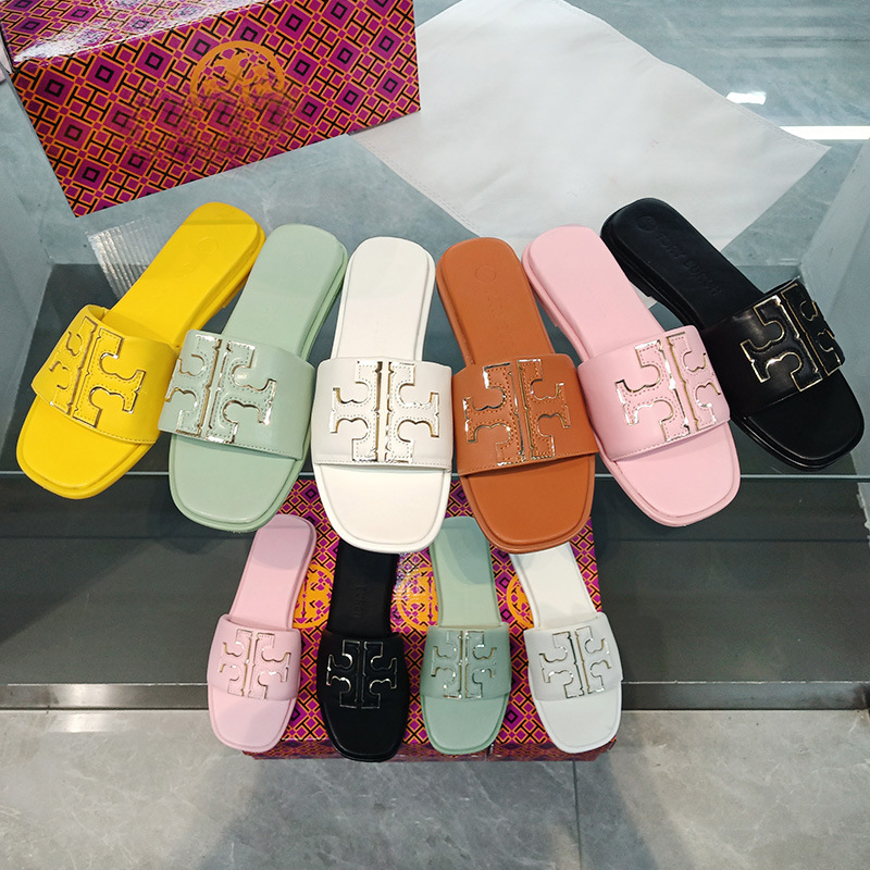tb拖鞋女2026新款跨境外贸沙滩凉拖鞋TB家皮革水钻人字拖slippers
