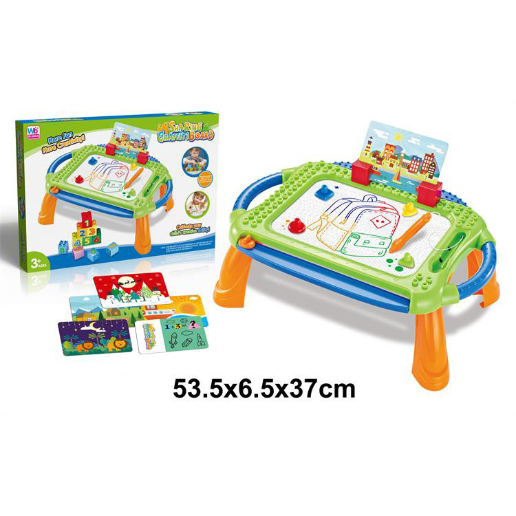 Compatible building blocks color graffiti board table suit children's DIY painting table graffiti drawing board plastic writing board toy