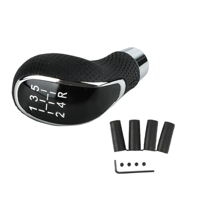 Car Modified Manual Gear Shift Knob 5-Speed Manual Gear Lever 5-Speed Manual Leather Gear Knob (Cab and accessories) - black