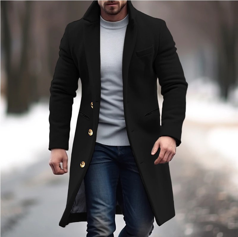 Men's Clothing Woolen Coat For Men Woolen Mid Length Windbreaker Jacket Multi Color And Multi Size_voghion.com