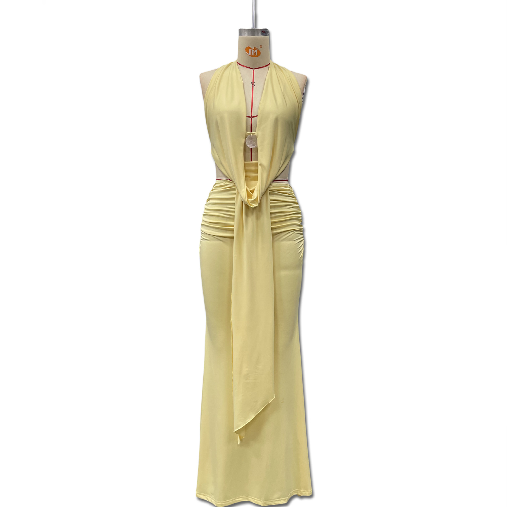 Women's Halter Neck Backless Top And Bodycon Skirt Set Elegant_voghion.com