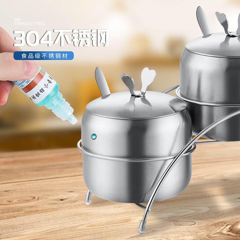 家庭用304食品級韓国式ステンレス調味料缶唐辛子油缶塩缶台所用品調味缶卸売り|undefined