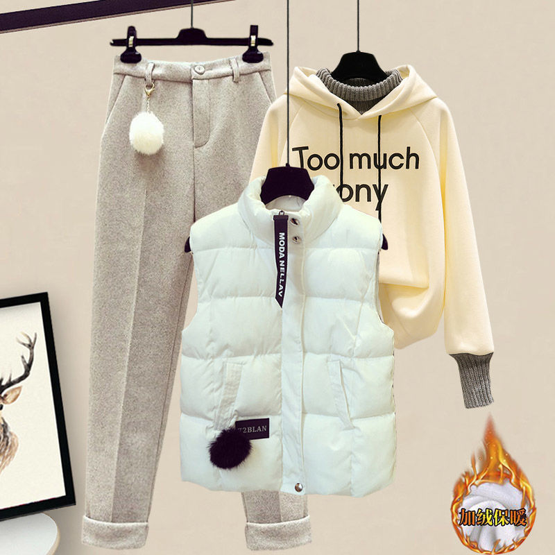 Autumn and Winter Clothing, Gentle Outfits, Winter Women's Clothing, Elegant Vests, Sweatshirts and Pants, Autumn and Winter Suits, Women's Three-Piece Suits