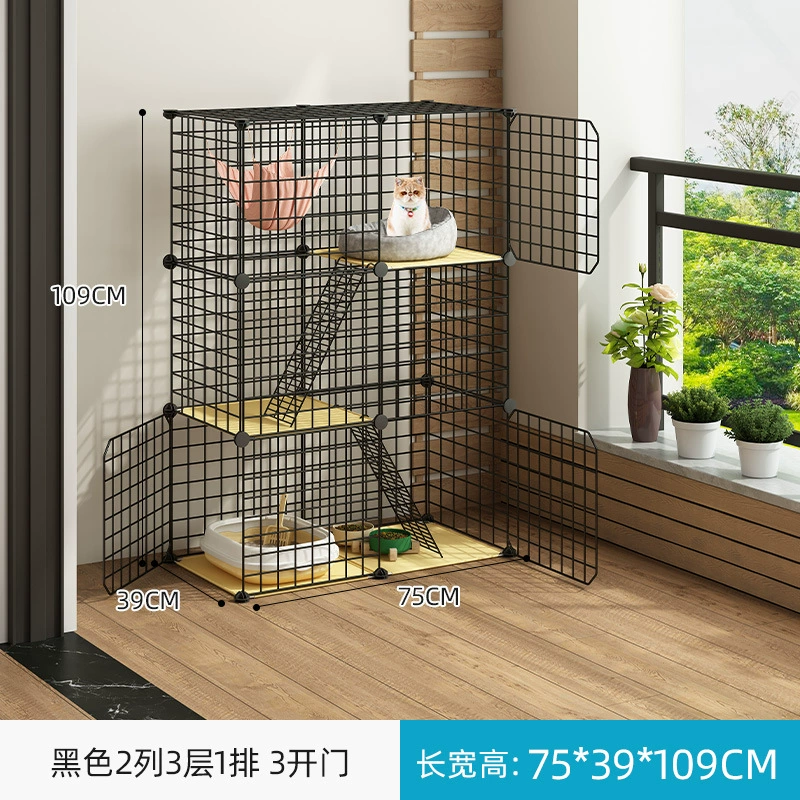 Cat Cage Double-Layer Indoor Pet House, Integrated Litter Box, Multi-Layer Kit