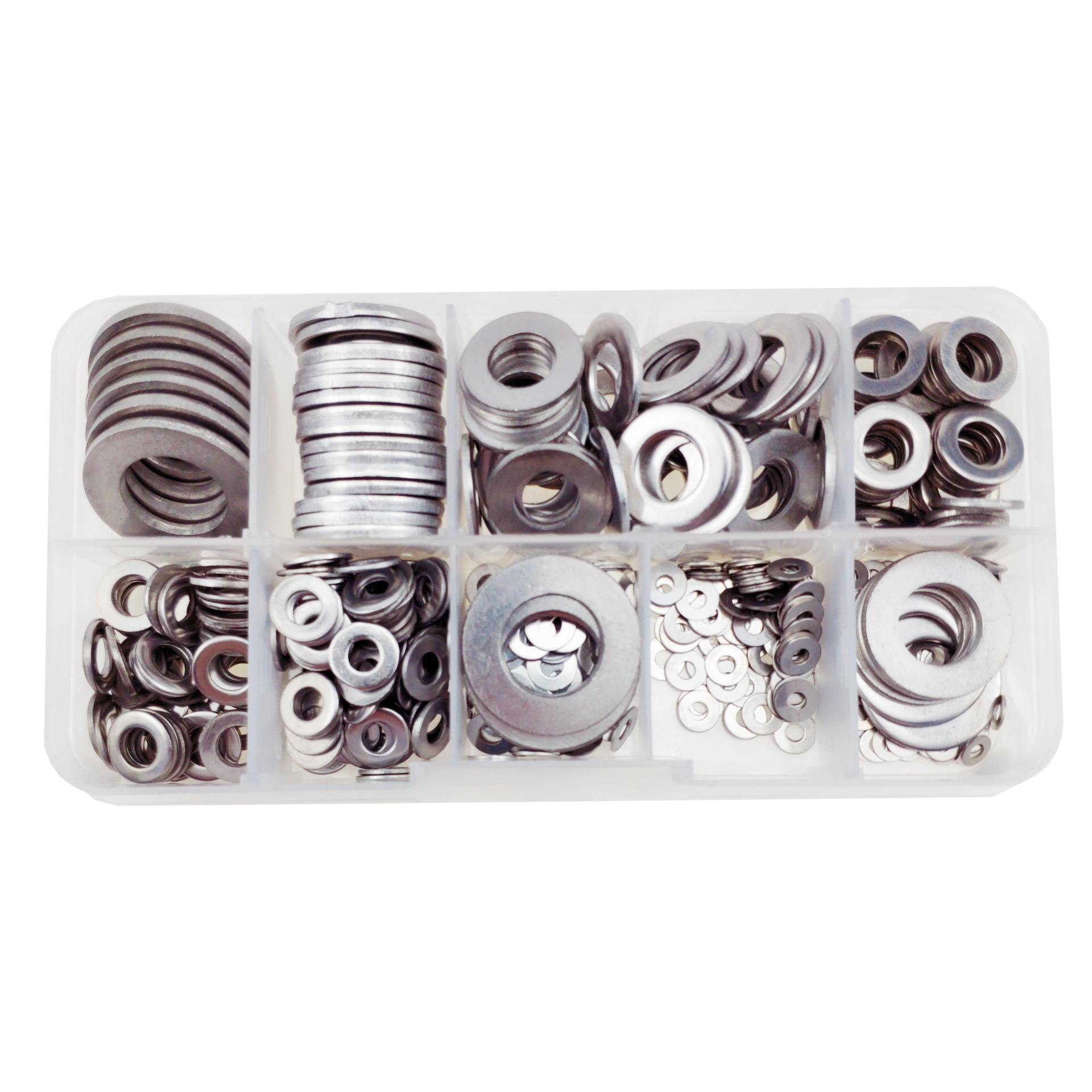 厂家直销580PCS盒装不锈钢304 平垫圈垫片螺丝五金华司金属介子