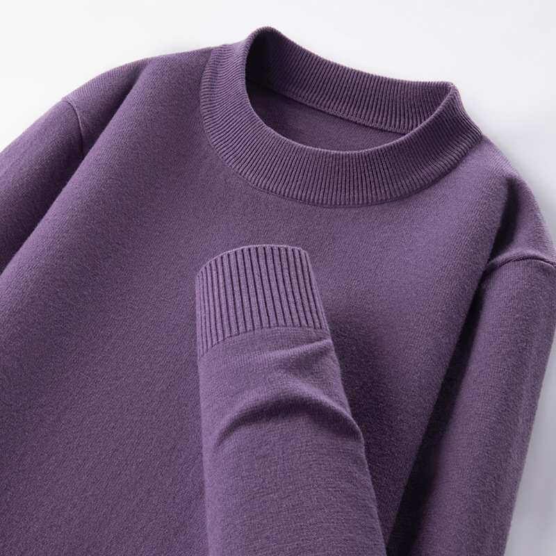 Thickened men's wool sweater, new autumn and winter model, solid color, versatile, loose, light luxury, anti-pilling, skin-friendly, base layer sweater for men Thickened men's wool sweater, new autumn and winter model, solid color, versatile, loose, light luxury, anti-pilling, skin-friendly, base layer sweater for men
